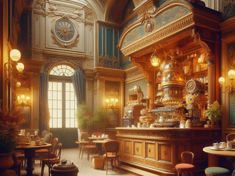 a era do café na Europa eram cheias de espaços grandiosos.