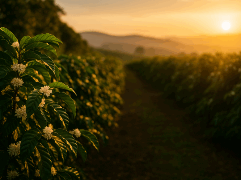 Plantação de café orgânico no Brasil com manejo sustentável em 2025