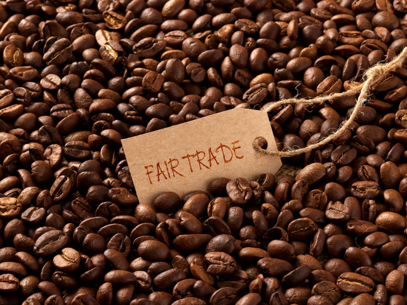 Comercio justo no café em imagem literal